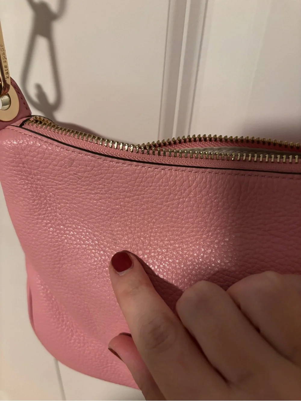 kate spade Pink Pebbled Leather Crossbody with Logo Strap
